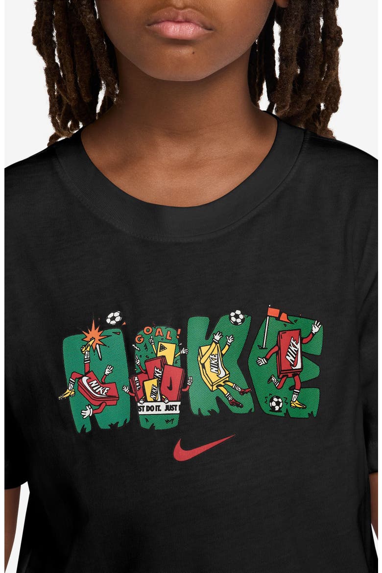Kids' Sportswear Soccer Boxy Cotton Graphic T-Shirt, Alternate, color, BLACK