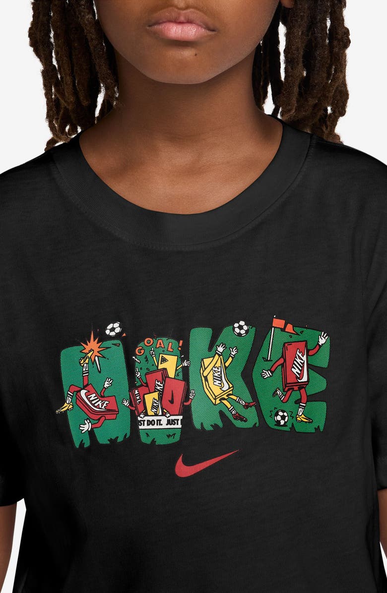 Nike Kids' Sportswear Soccer Boxy Cotton Graphic T-Shirt, Alternate, color, Black