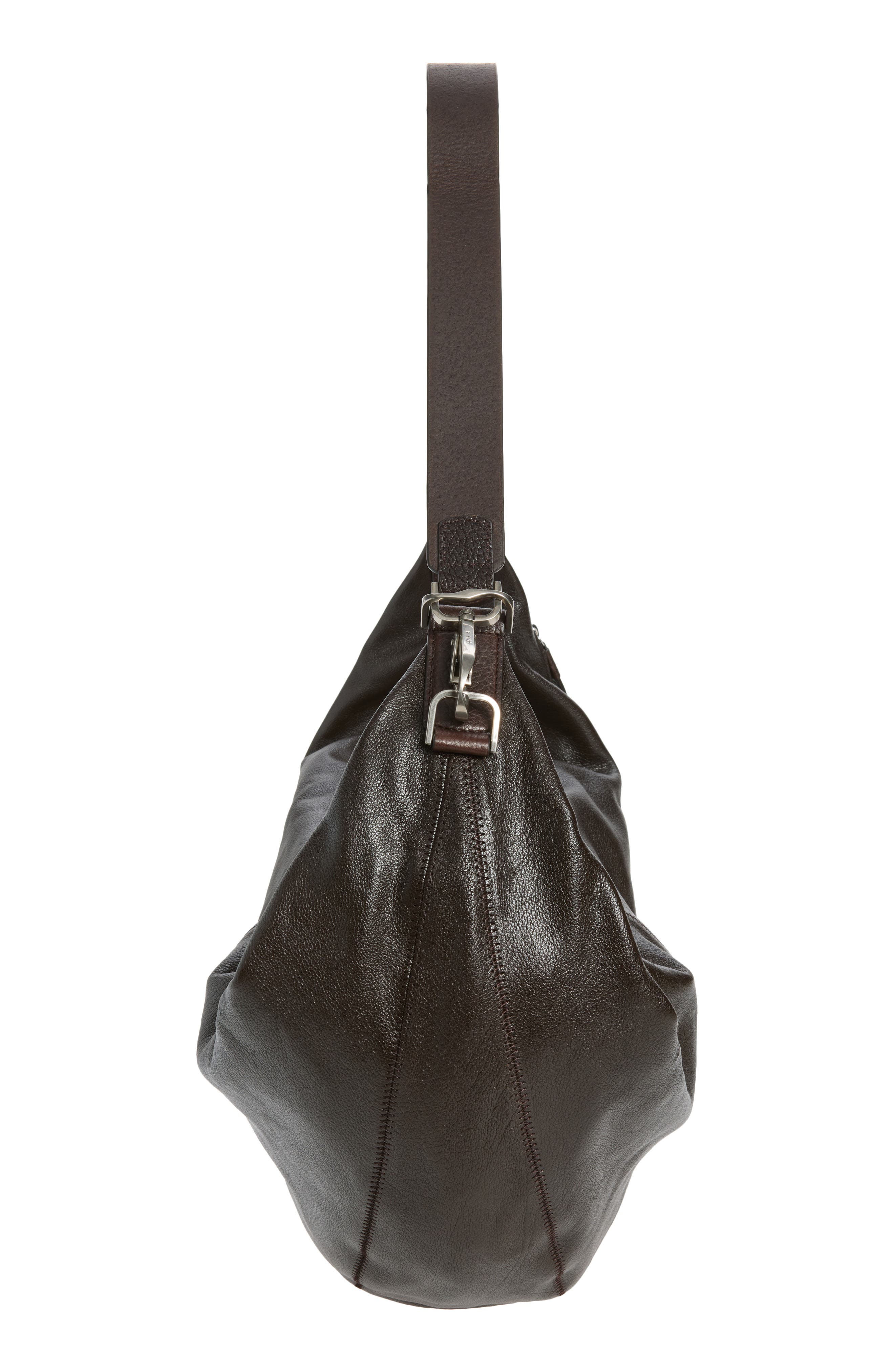 Quiver Clip Leather Hobo Bag, Alternate, color, DARK CHOCOLATE