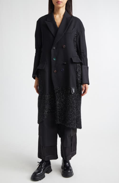 Undercover Cotton & Wool Mixed Media Coat In Black