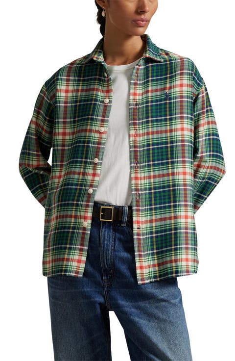 Plaid Cotton Flannel Button-Up Shirt