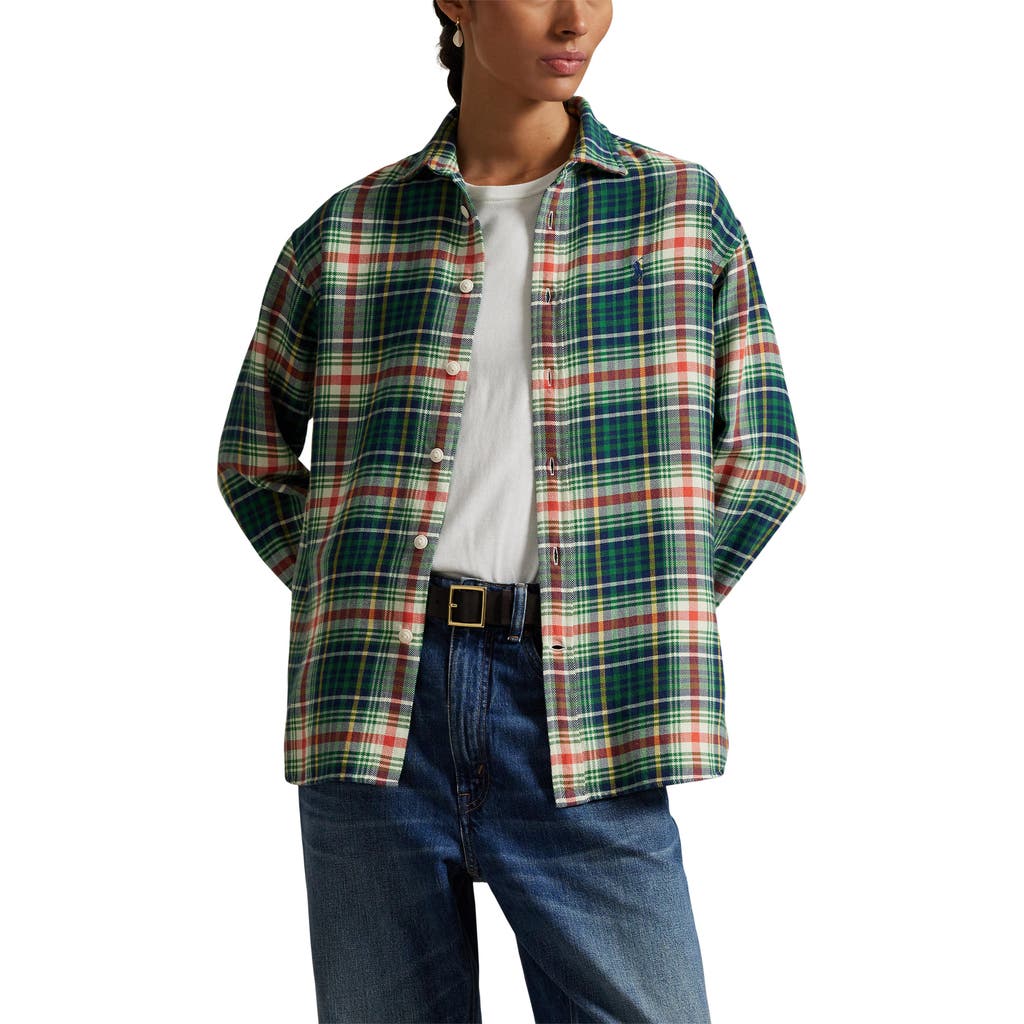 Polo Ralph Lauren Plaid Cotton Flannel Button-up Shirt In Green