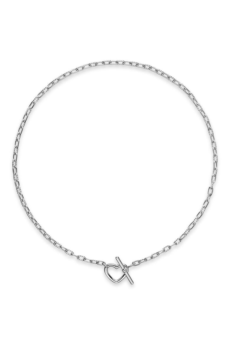 Madison® Heart Toggle Chain Necklace in Sterling Silver, 3mm, Alternate, color, SILVER DOME