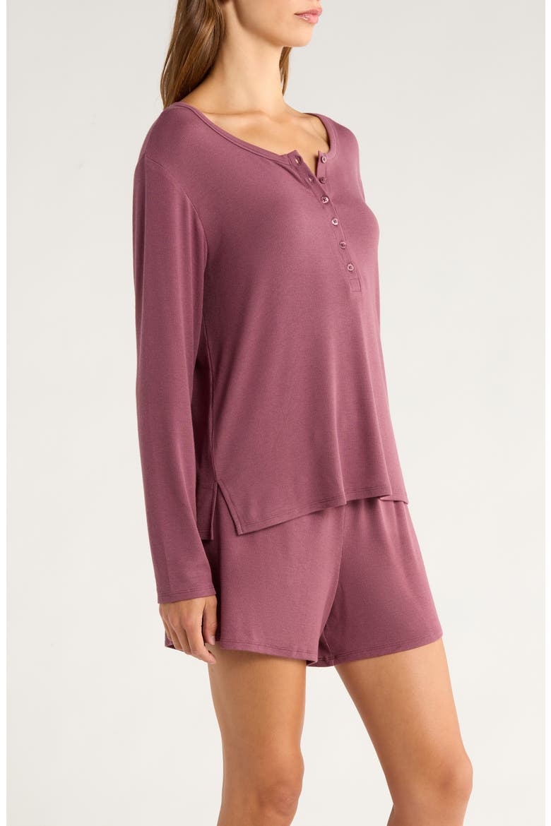 Moonlight Eco Rib Long Sleeve Shortie Pajamas, Alternate, color, PURPLE SERUM