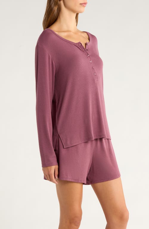 Nordstrom Moonlight Eco Rib Long Sleeve Shortie Pajamas In Purple