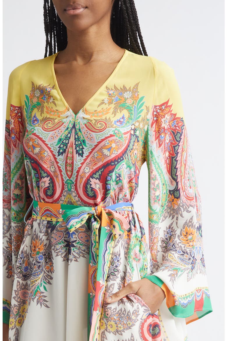 Paisley Print Long Sleeve Dress, Alternate, color, PRINT ON WHITE BASE