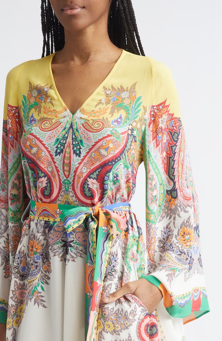 Etro Paisley Print Long Sleeve Dress, Alternate, color, Print On White Base