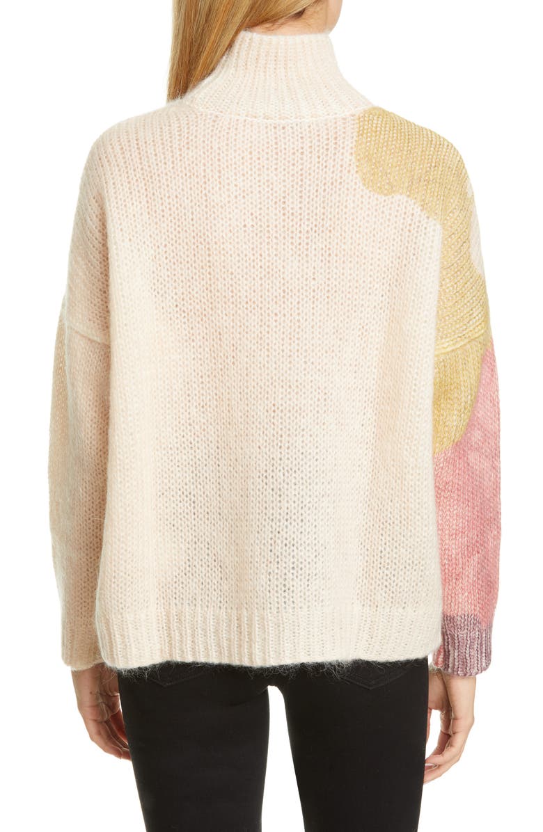 Valentino Camellia Print Mohair Blend Sweater, Alternate, color, 