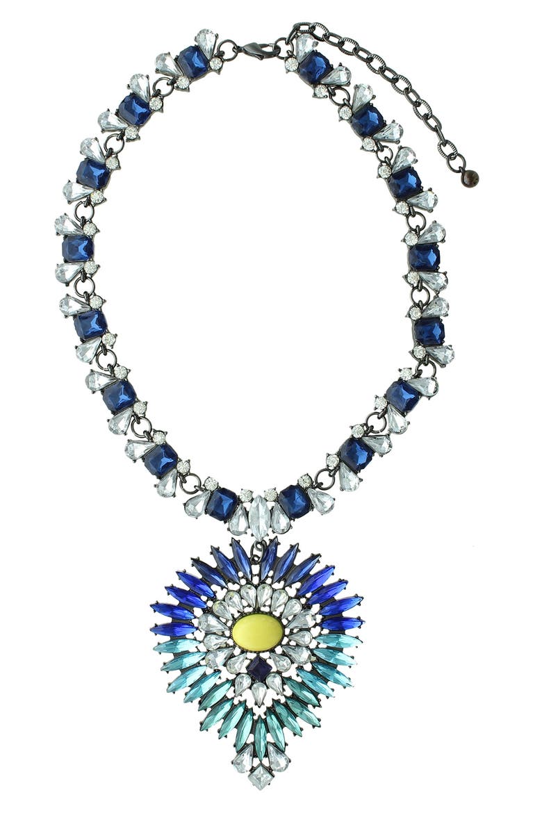 Mixed Stone Pendant Statement Necklace, Main, color, SILVER