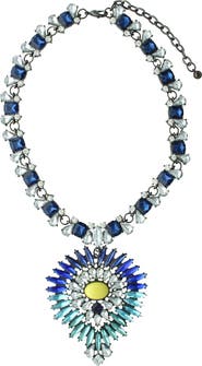 OLIVIA WELLES Mixed Stone Pendant Statement Necklace