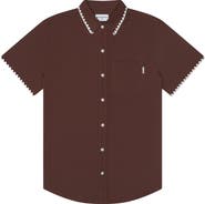 MAVRANS Blanket Stitch Short Sleeve Performance Button-Up Shirt
