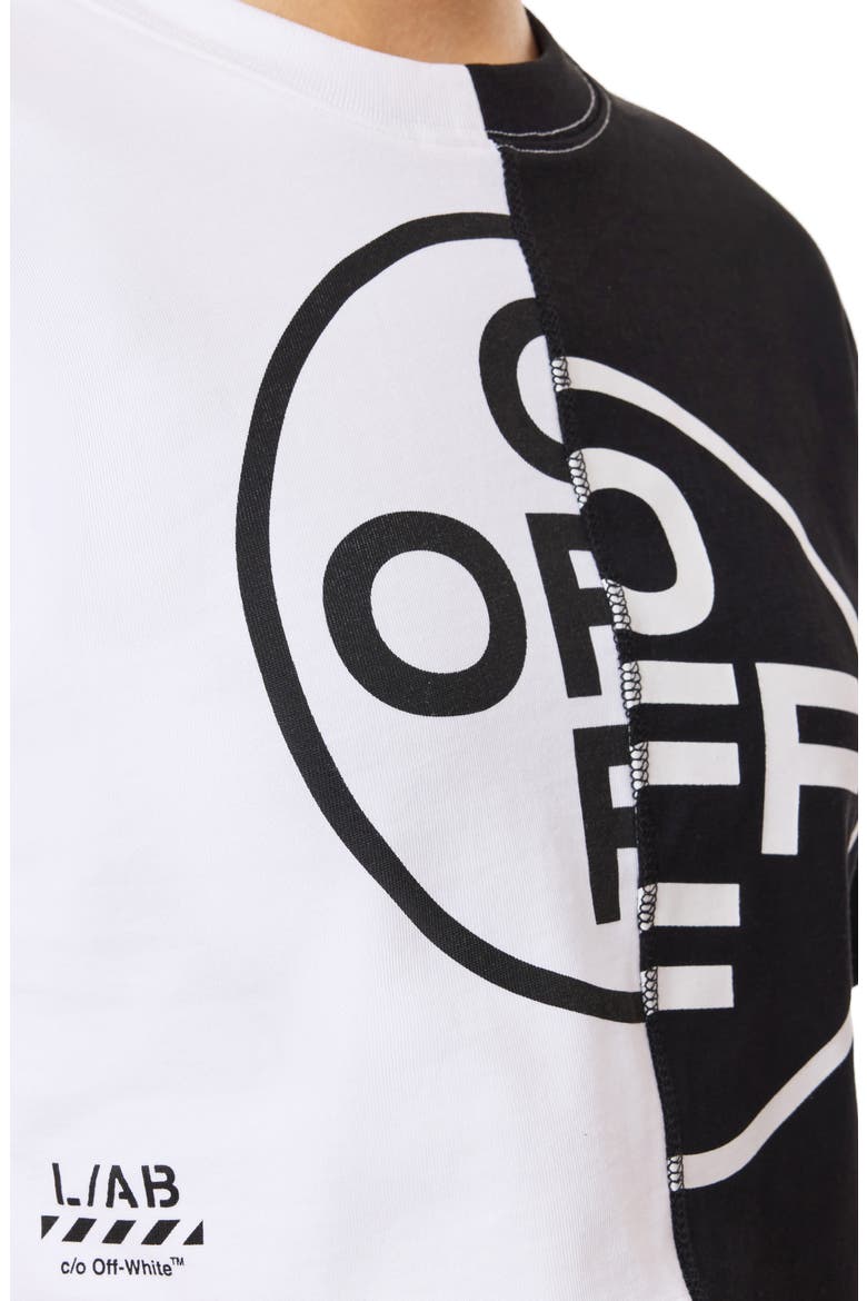 Spliced Graphic Cropped T-Shirt, Alternate, color, BRIGHT WHITE/ BLACK