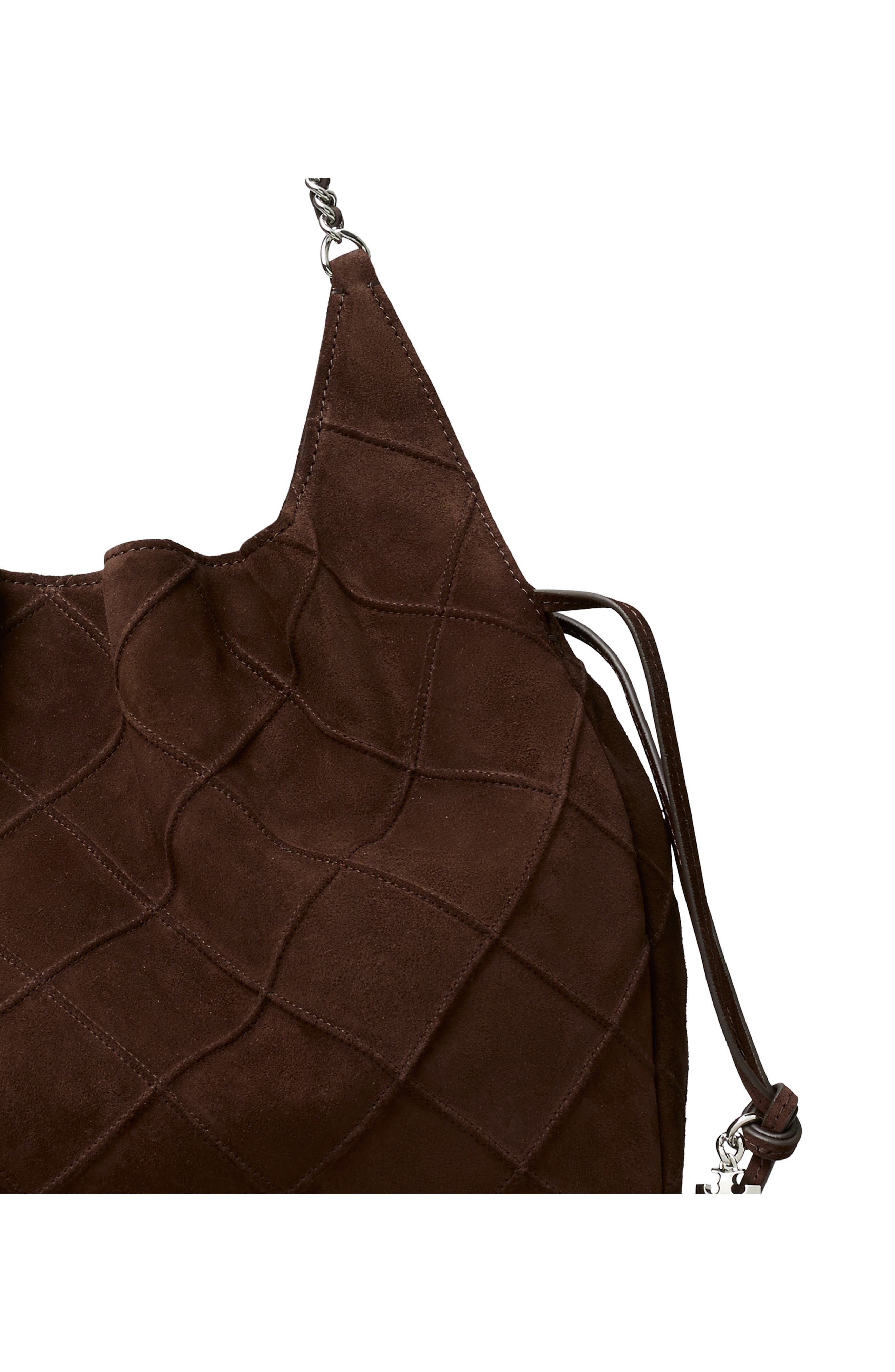 Tory Burch Large Fleming Suede Tote, Alternate, color, Dark Cocoa
