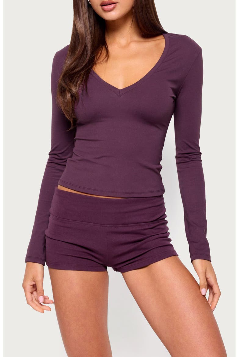 Ferne V-Neck Long Sleeve Top, Main, color, PLUM