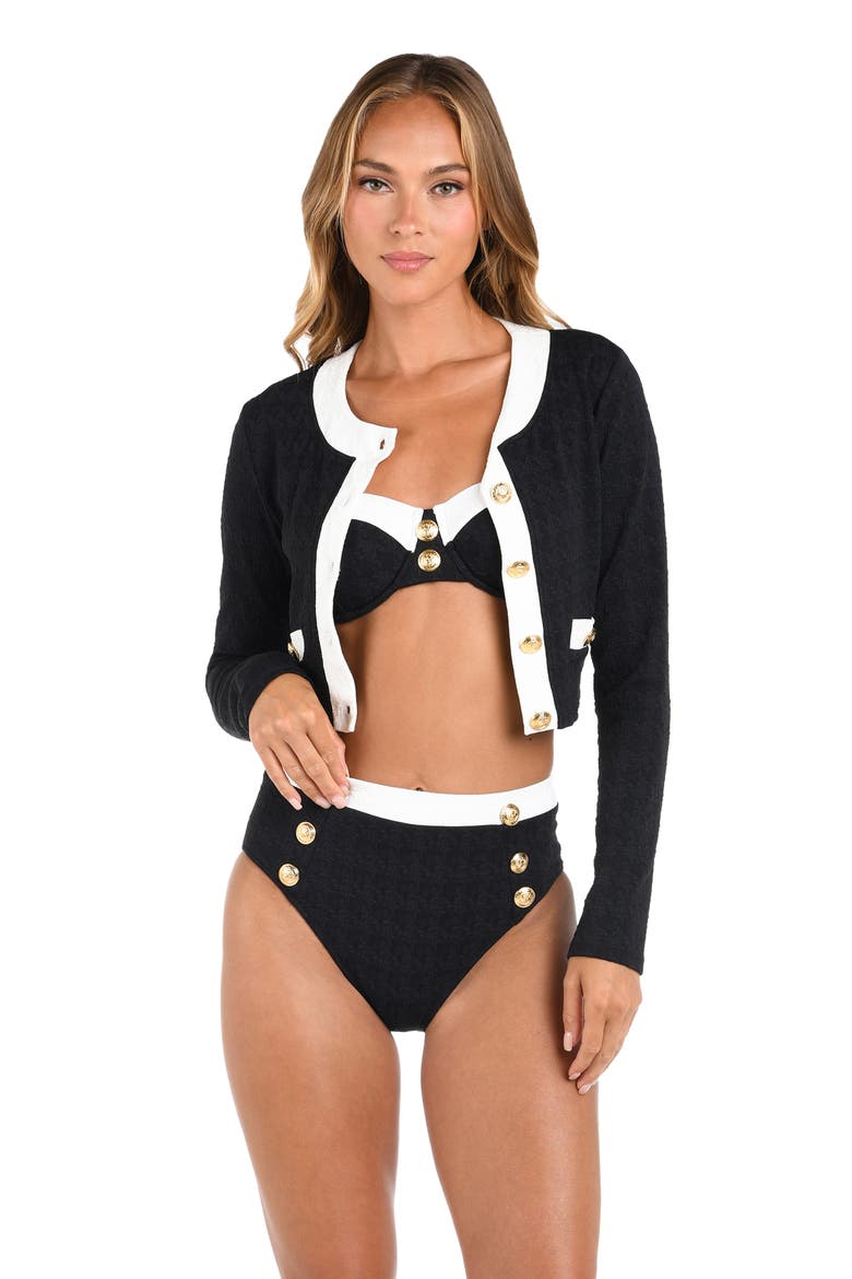 Adaline Colorblock Crop Rashguard, Alternate, color, BLACK