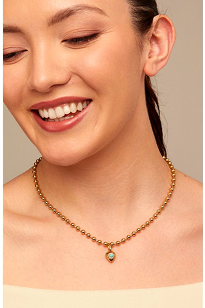 18K Gold-Plated Charm in the Shape of a Heart and with Murano Glass, Alternate, color, Gold