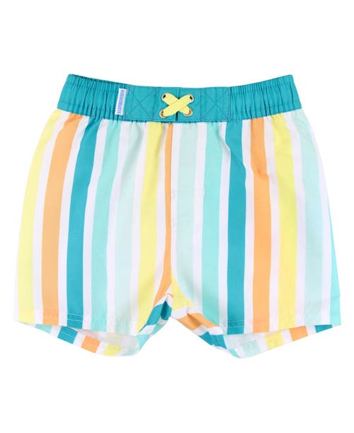 RuggedButts Baby Boys UPF50+ Swim Trunks in Poolside Stripes