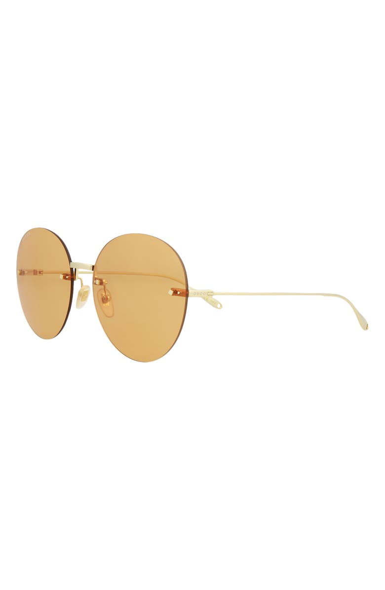Gucci 60mm Round Novelty Sunglasses, Alternate, color, Gold Gold Orange
