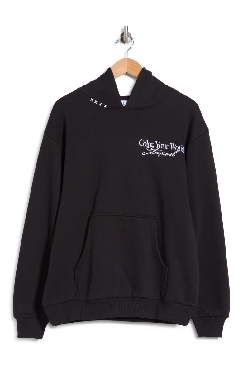 Color Your World Embroidered Hoodie, Main, color, BLACK