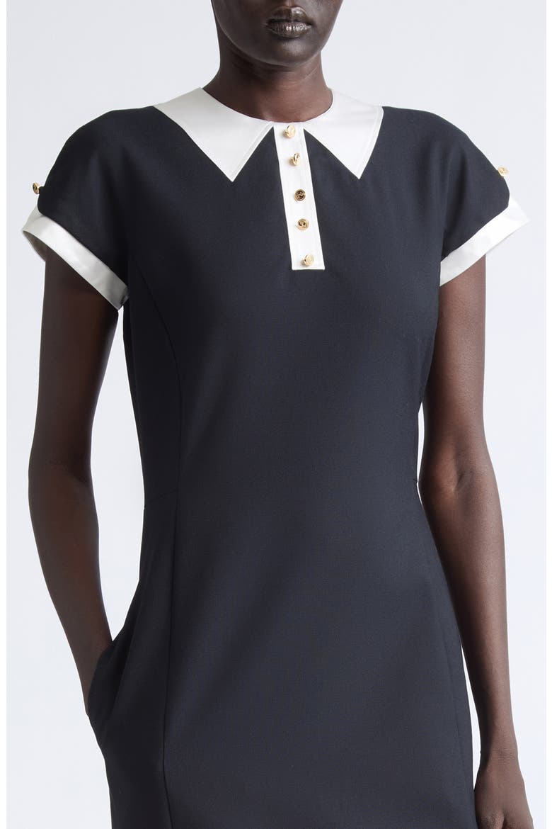 Trompe l'Oeil Polo Wool Hopsack Dress, Alternate, color, NAVY