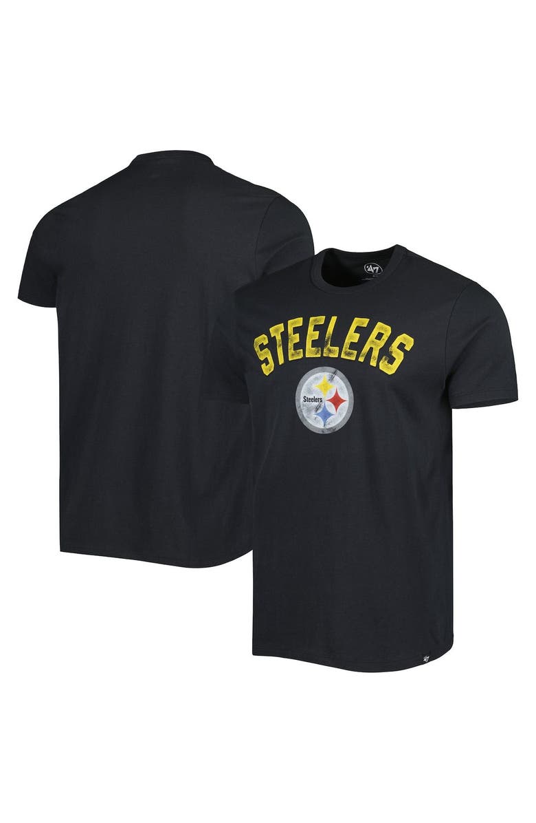 '47 Men's '47 Black Pittsburgh Steelers All Arch Franklin T-Shirt, Main, color, 