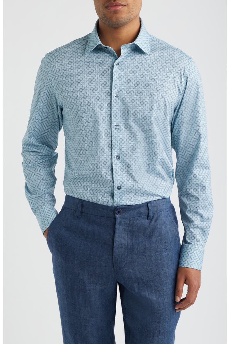 James OoohCotton® Geo Print Button-Up Shirt, Main, color, SEAFOAM
