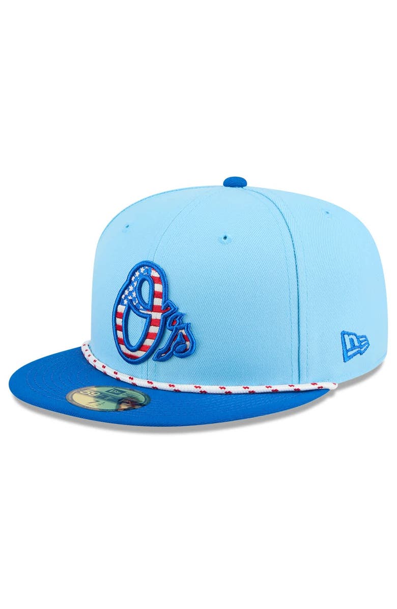New Era Men's New Era Light Blue/Blue Baltimore Orioles 2025 Fourth of July 59FIFTY Fitted Hat, Alternate, color, 