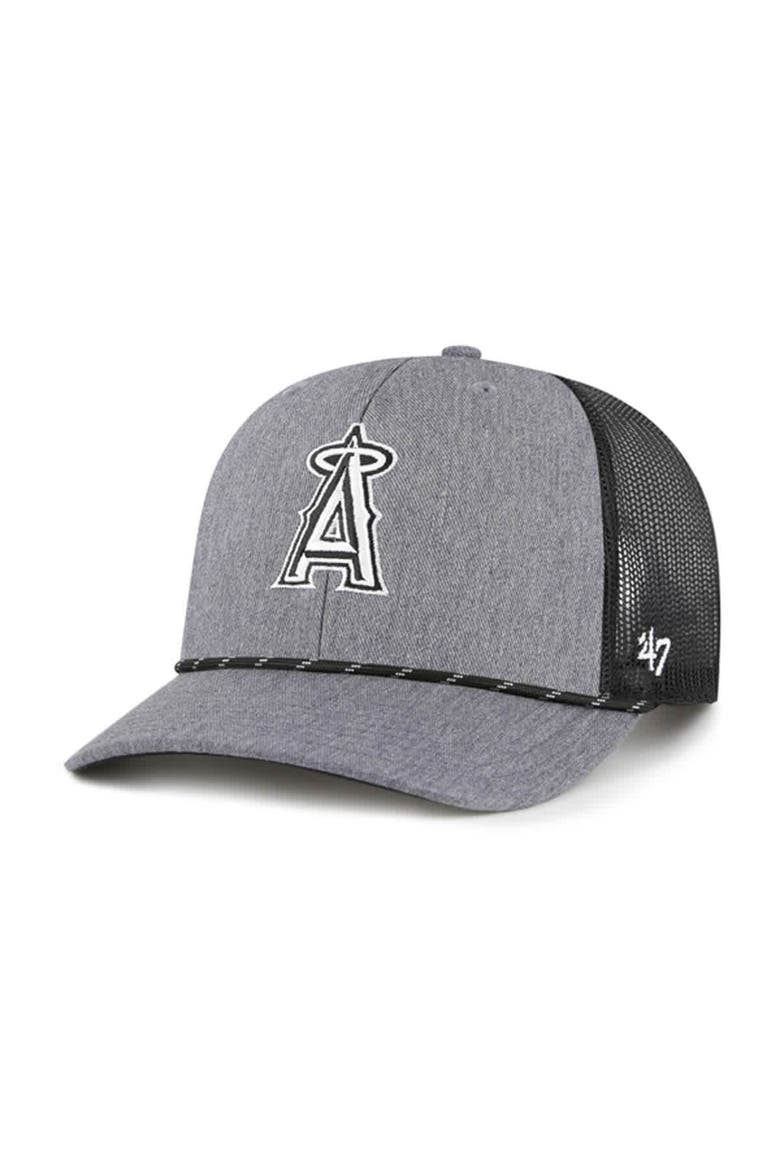 Men's '47 Charcoal Los Angeles Angels Carbon Rope Trucker Adjustable Hat, Main, color, Charcoal