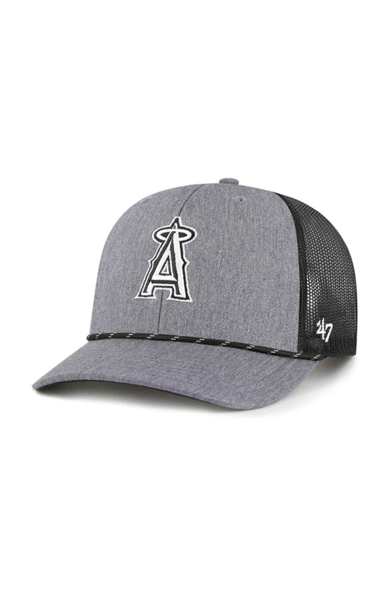 '47 Men's '47 Charcoal Los Angeles Angels Carbon Rope Trucker Adjustable Hat, Main, color, Charcoal