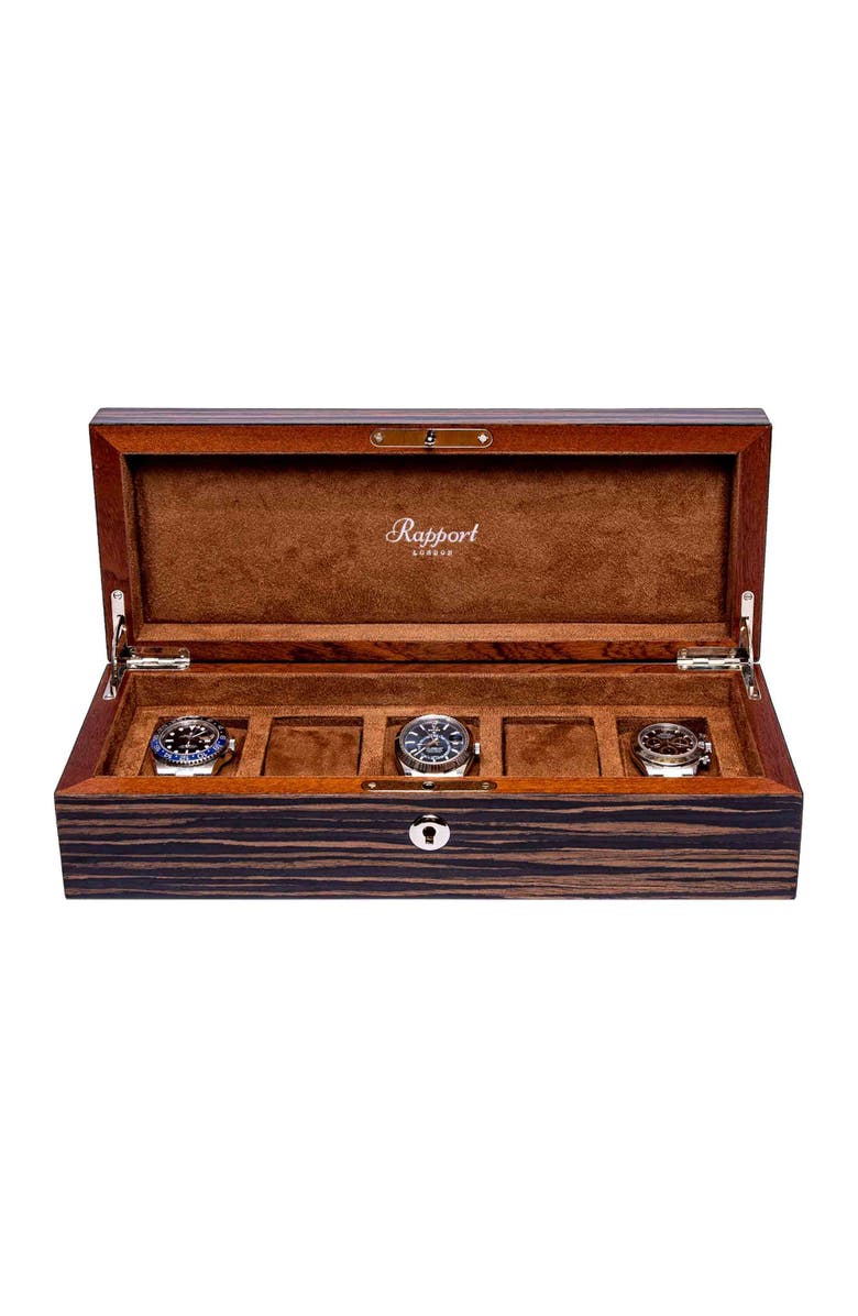 Rapport London HERITAGE FIVE WATCH BOX, Main, color, Macassar