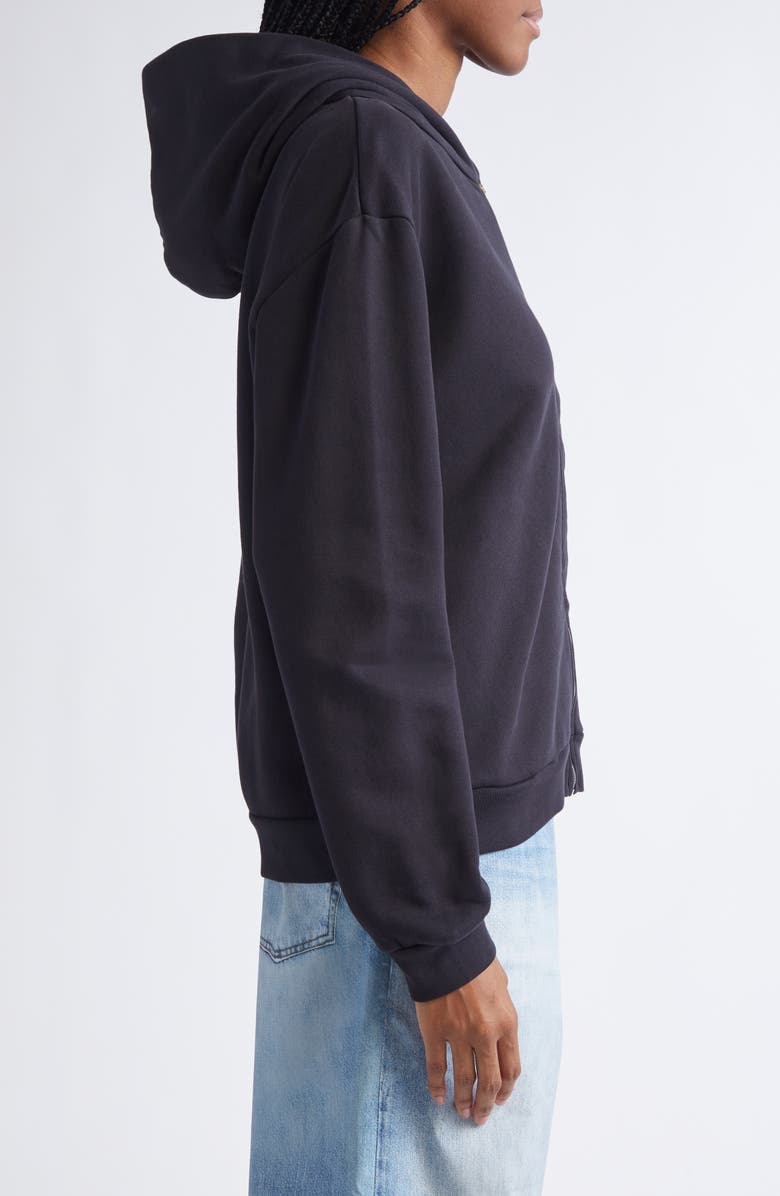 Acne Studios Fupiter Face Patch Fleece Zip Hoodie, Alternate, color, Black