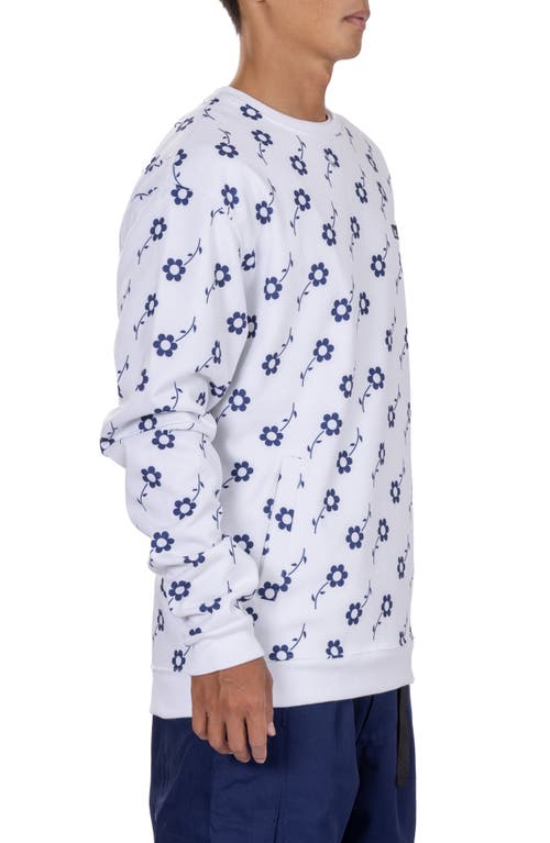Vast Floral Print Recycled Polyester Sweatshirt In White