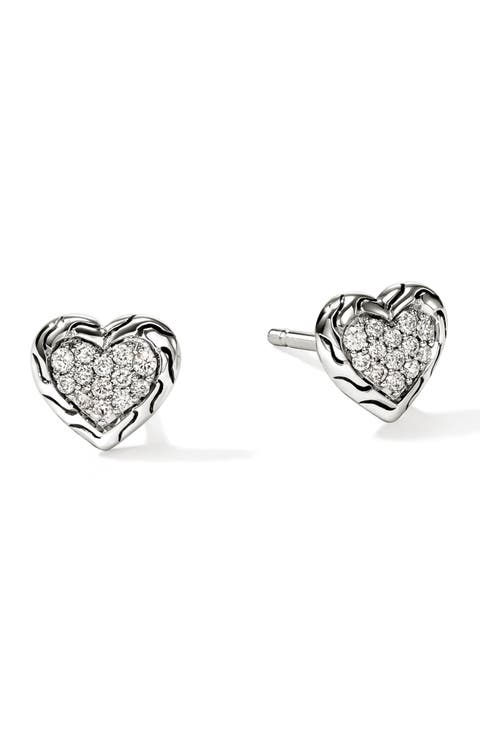 Essentials Heart Pavé Stud Earrings