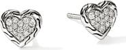 John Hardy Essentials Heart Pavé Stud Earrings