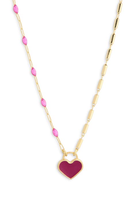 Mixed Station Chain Heart Pendant Necklace