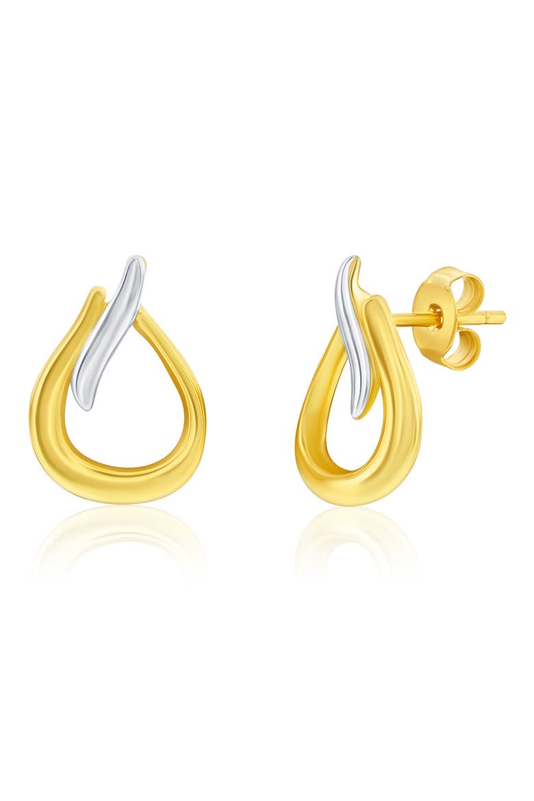 Two-Tone Pear Stud Earrings, Main, color, GOLD/ SILVER
