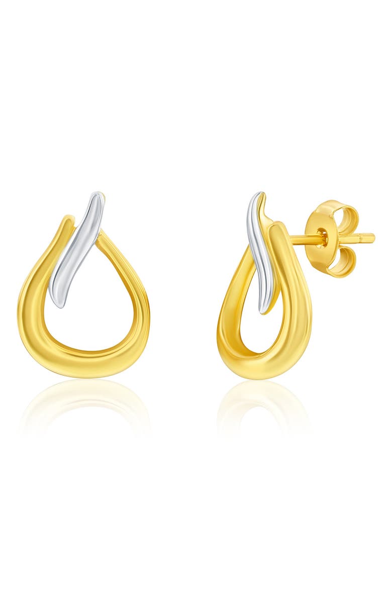 SIMONA Two-Tone Pear Stud Earrings, Main, color, Gold/ Silver