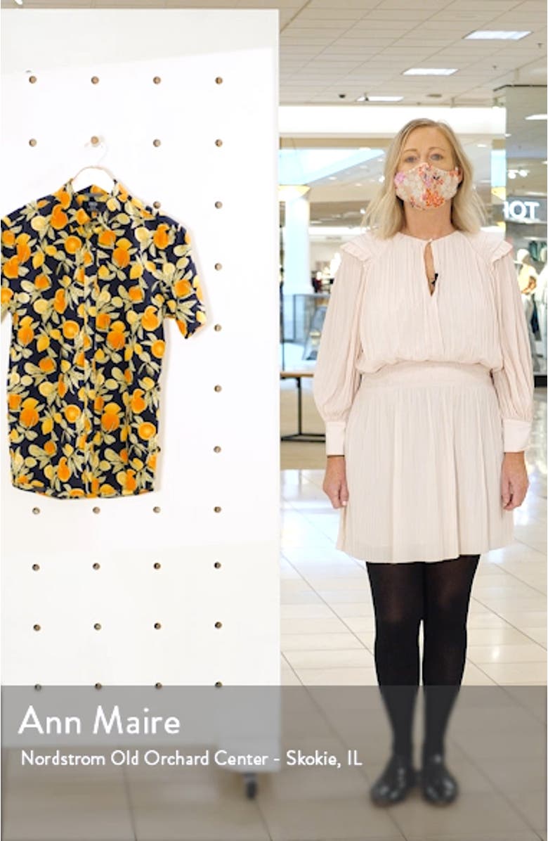 Slim Fit Citrus Print Short Sleeve Button-Down Shirt, sales video thumbnail