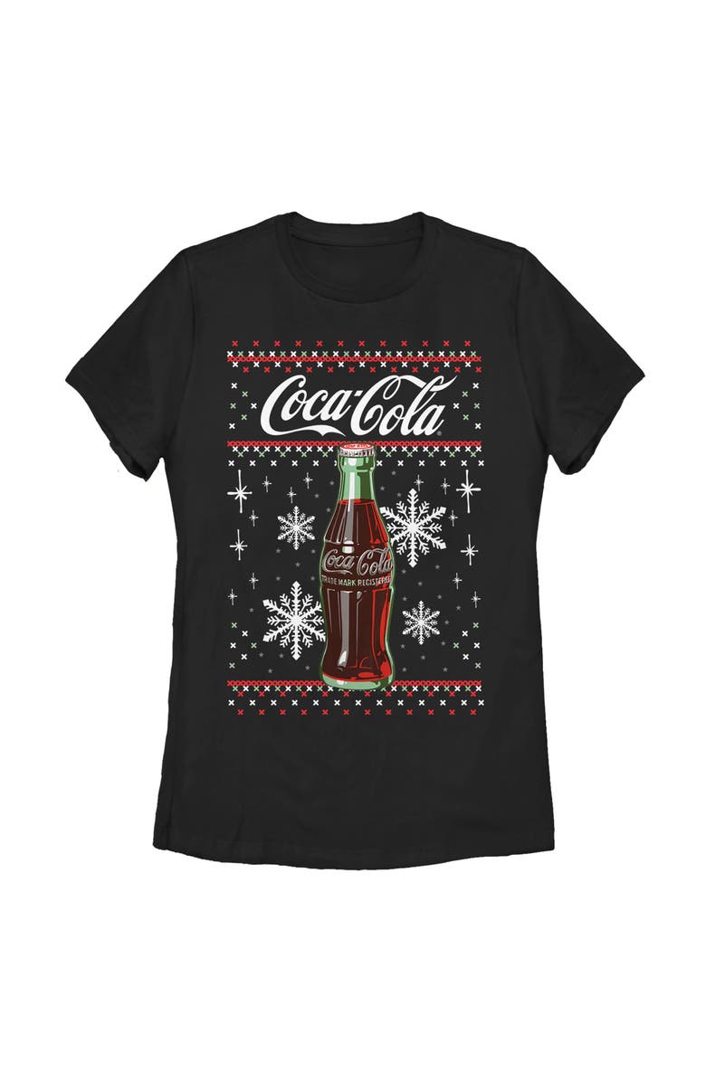 Coca Cola Women's Coca Cola Christmas Bottle Snowflake  Graphic T-Shirt, Main, color, Black