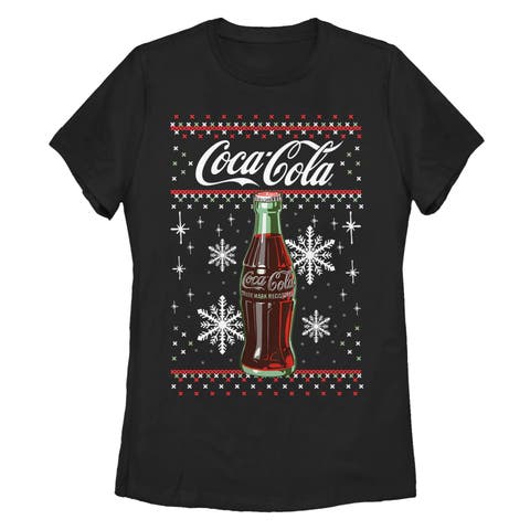 Women's Coca Cola Christmas Bottle Snowflake  Graphic T-Shirt