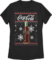 Coca Cola Women's Coca Cola Christmas Bottle Snowflake  Graphic T-Shirt