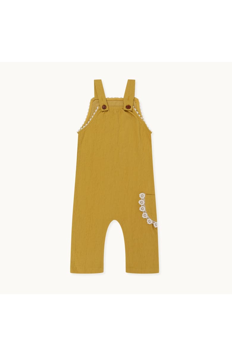 Lilly + Sid Organic Cotton Floral Applique Dungarees Jumpsuit, Alternate, color, Yellow