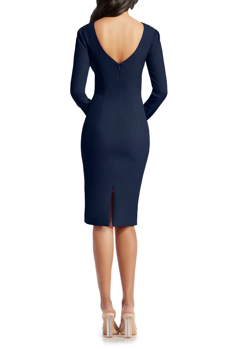 Nadia Long Sleeve Scoop Back Midi Dress, Alternate, color, NAVY