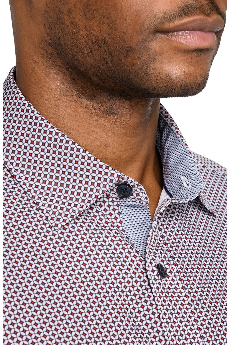 Geo Woven Long Sleeve Basic, Alternate, color, WHITE/RED