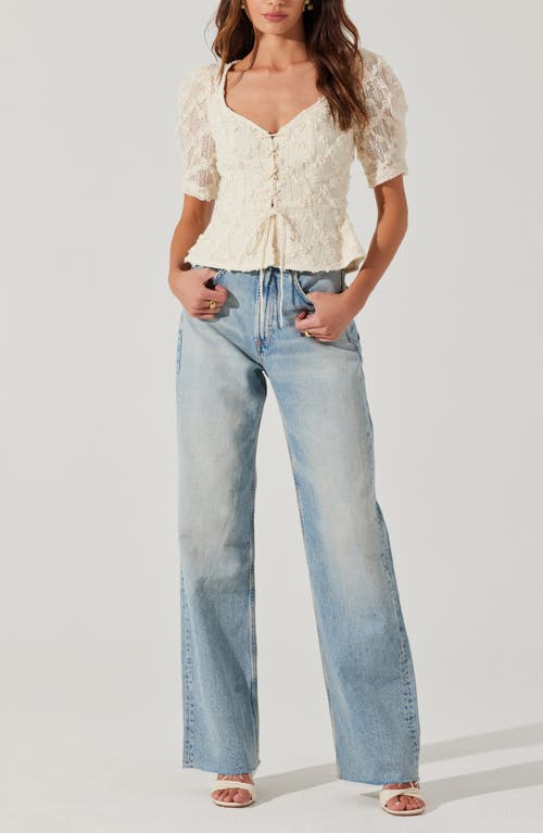 Astr The Label Cherian Floral Lace Top In Cream