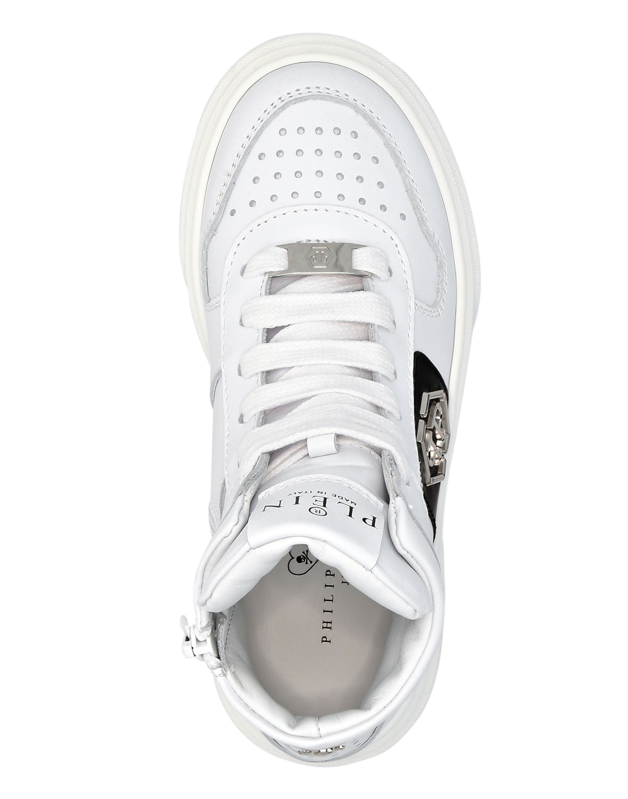 Leather Hi-Top Sneakers Hexagon And Limited Edition Print Boy, Alternate, color, white