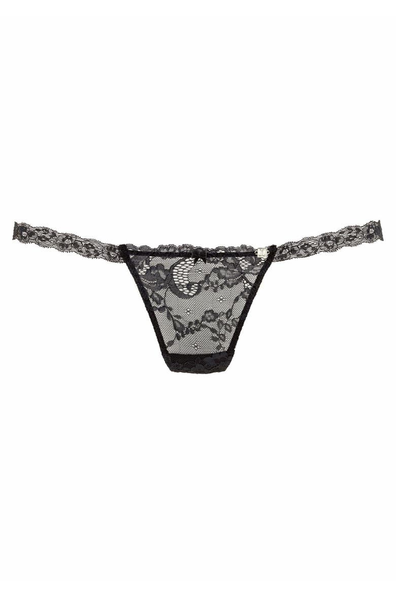 Floral Lace Thong, Alternate, color, Black