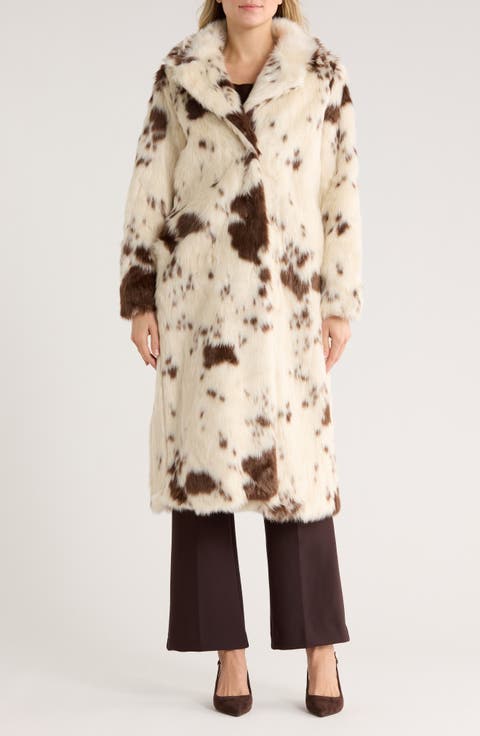Print Faux Fur Coat