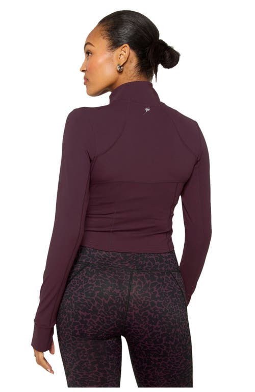 Fabletics Perfect Storm Cropped Train Jacket In Burgundy