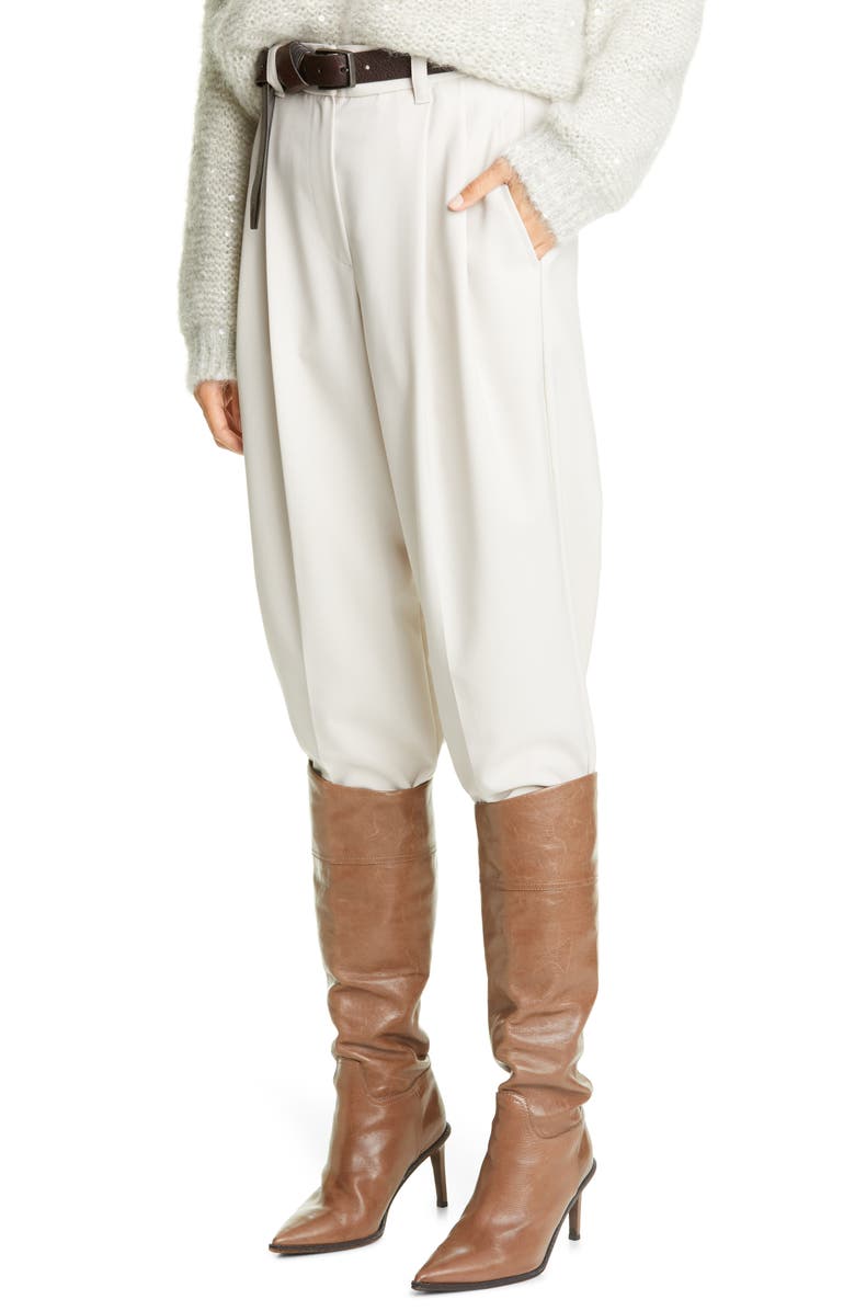 Brunello Cucinelli Pleated Straight Leg Wool Pants, Alternate, color,